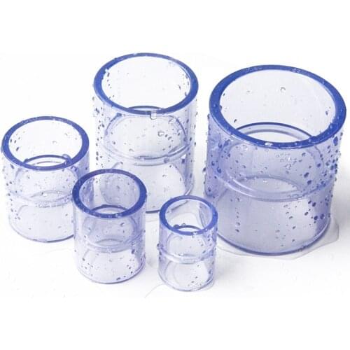 Transparent PVC Coupling Pipe Connector PVC Joint Clear Thicken Pipe Fittings for Aquarium Inner Diameter 20 to 40mm