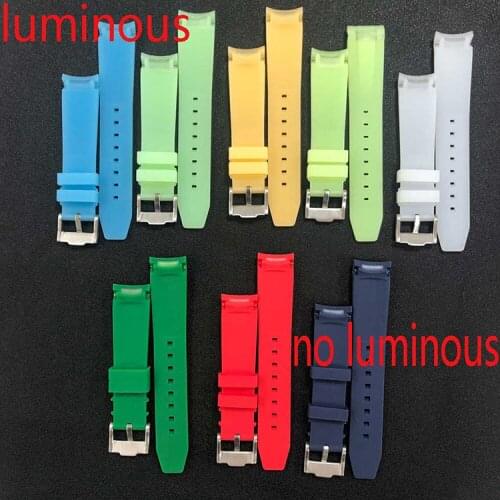 20mm*18mm Strap Width Rubber Watchband Luminous Strap Band Stainless Steel Clasp Watch Accessories