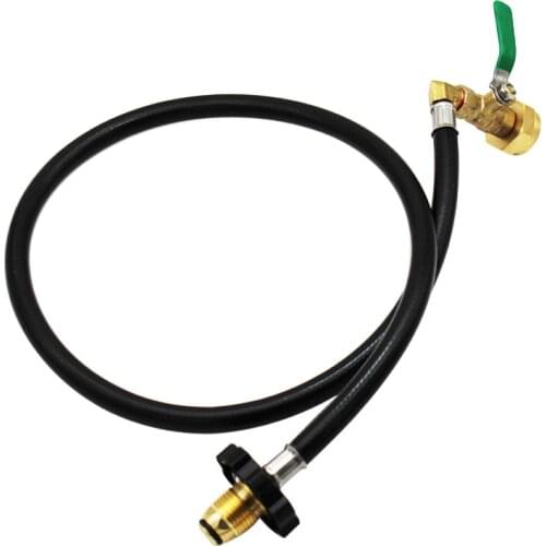 High Pressure Camping Grill 3FT POL Hose With Green Handle Ball Valve With 1LB Tank Bottle Adapter Connection