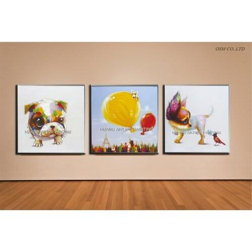 Handmade modern acrylic painting kinds of funny animals painting on canvas wall art for home decoration naughty dog paintings