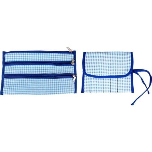 Blue Crochet Hook Pouch Knit Crocheting Needle Organizer Bag