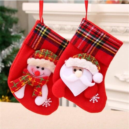 Christmas Santa Stocking Candy Bags Large Xmas Gift Bags Christmas Tree Ornamets Pendants Gift Bag Candy Bag Holder New Year