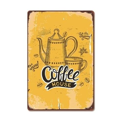 Vintage Coffee House Metal Tin Sign 8x12 Inch Retro Home Kitchen Cafe Office Bar Pub Wall Decor New