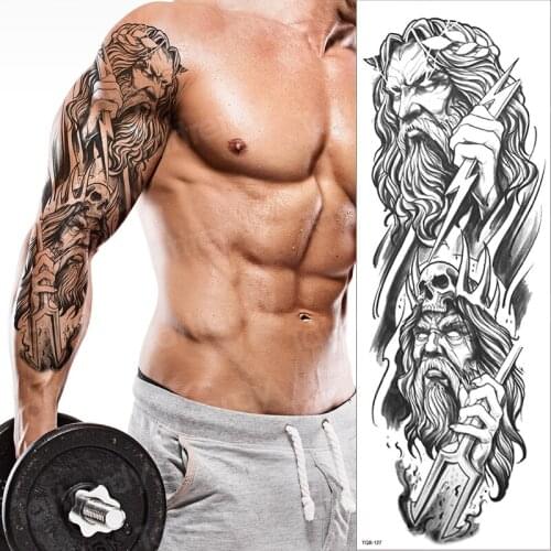 Temporary tattoos large men arm sleeve tattoo black big size waterproof fake tatoo for boys gothic tattoo sexy body sticker