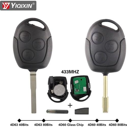 YIQIXIN 3 Button Remote Key Car For Ford Focus/Fiesta/Fusion/Mondeo/Galaxy 315/433MHZ 4D63 40/80Bits Chip FO21/HU101 Blade