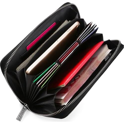 Womens Wallets Purses Plaid Cow Leather Long Wallet Hasp Phone Bag Money Coin Pocket High-capacity Card Holder Female Clutch