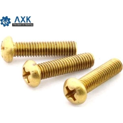 100Pcs ISO7045 DIN7985 GB818 M2 M2.5 M3 Copper Machine Screws Phillips Machine Pan Head Brass Screws