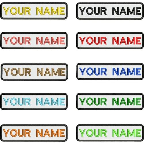 White backgroun 10X2.5cm Embroidery Custom Name Text Patch Stripes badge Iron On Or Velcro Backing Patches For Clothes Backpack