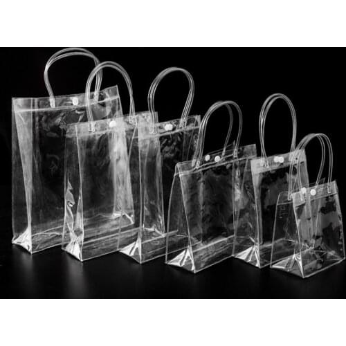 200pcs Clear display bags small, Transparent gift plastic bag Mini PVC bags handle cosmetic bag pack