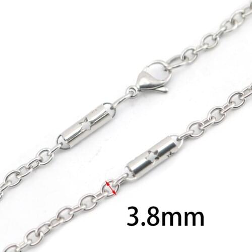 5pcs new Design 3.8mm 20'' Silver 316 Stainless Steel Flat Cable Necklace Chain for WOMEN Men