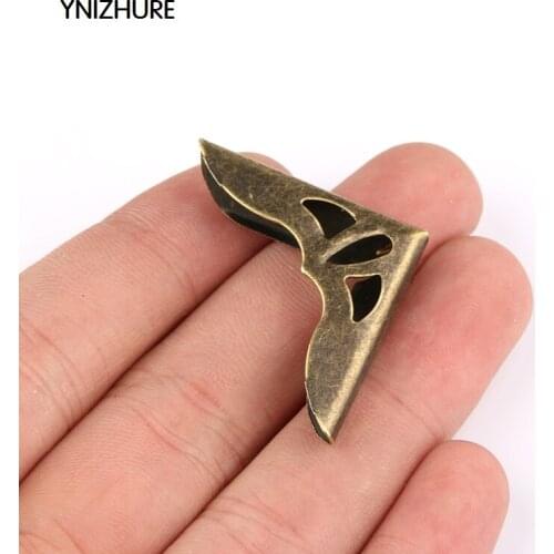 50Pcs Bronze Decorative Antique Brass Jewelry Wine Gift Box Wooden Corner Protector Guard 30x30mm In Stock