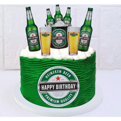 6pcs/set Beer Cake Topper Flag Happy Birthday Wedding Decoration Party Baking DIY Baking scene birthday cake flag