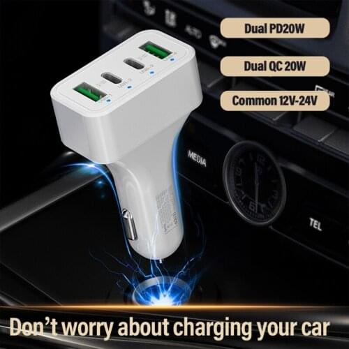 Car Charger Dual PD+ Dual QC3.0 Multiport Charger 40W Fast Charger for Mobile Phone and Tablet 4-port Car Charger