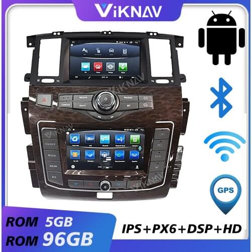 Car gps video multimedia player for infiniti qx80 qx56 for nissan patrol y62 2012-2020 android auto radio car audio dual screen