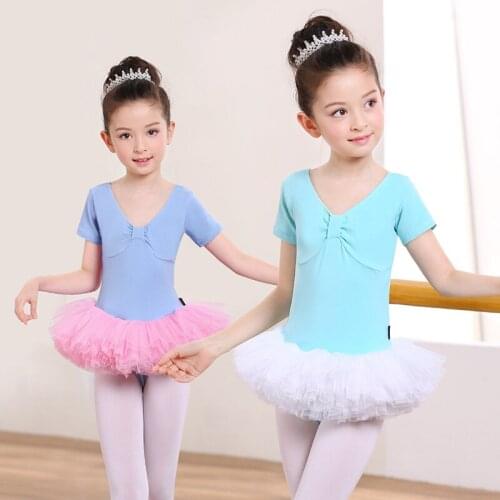 Free shipping Childrens dancers girls' uniform short sleeves cotton dance leotard dress girls ballet dance dress JQ-266