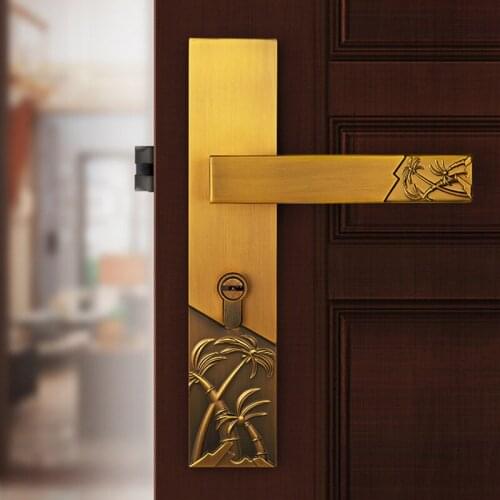 Chinese Style Stainless Steel Silent Anti-theft Door Lock Home Door Handle Mechanical Lock Hardware Lockset Accessories Supplies