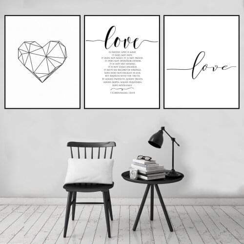Letters Love Heart Holding Hands Poster Canvas Print Painting Wall Art Living Room Home Decoration