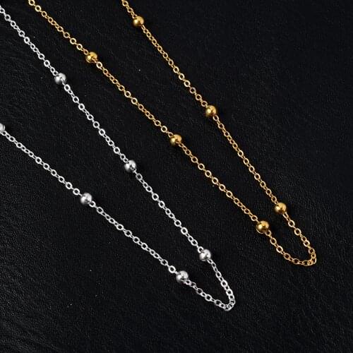 2 Meters Metal Gold Silver Beaded Cable Link Chain for DIY Anklet Necklace Bracelet Jewelry Making Findings Supplies Accessories