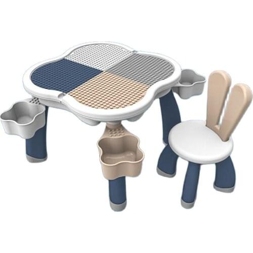 Baby building table New building wooden table learning children multi-function puzzle size particles kindergarten toys