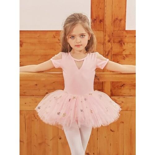 Kids Ballet Tutu Dress Ballerina Party Sequins Flower Dance Costume Girls Bodysuit Ballet Skirt