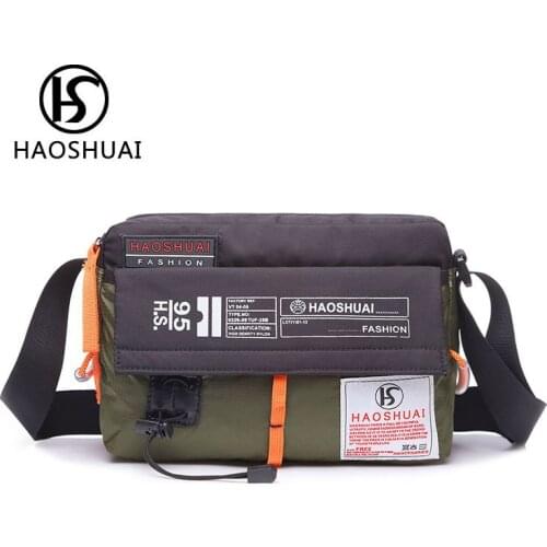Mens Waterproof Nylon Shoulder Crossbody Bag Travel Small Mobile phone Bags Waterproof Casual Black Nylon Male Messenger bag