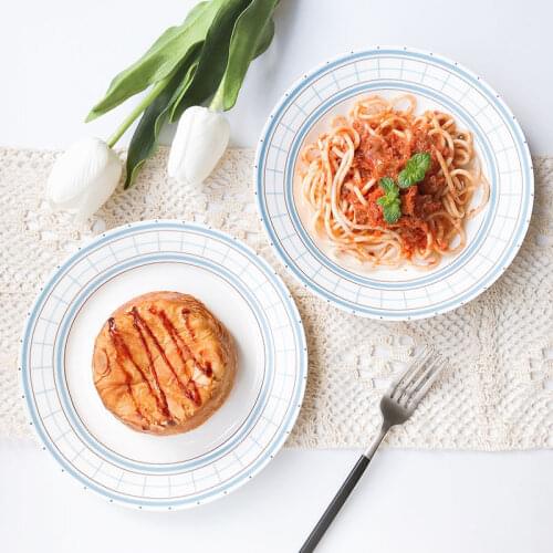 Homemade Ins Small Fresh Ceramic Dessert Plate Round Home Shallow Plate Simple French Retro Western Plate