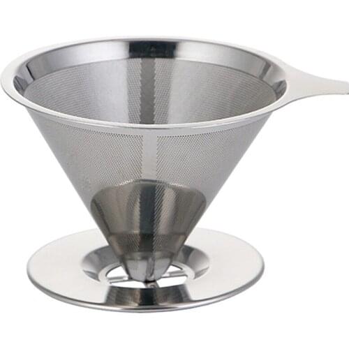 Stainless Steel Coffee Filter Pour Over Funnel Brew Drip Tea Metal Mesh Basket Tool Reusable Kitchen Coffeeware Heat Insulation