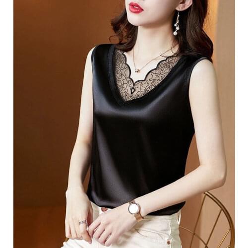 Slik Stain Tank Top Women Summer Soft Crop Tops 2021 Lace Loose Plus Size Vest Sleeveless Mujer Tanks Camis Elegant Clothing