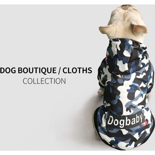 Camouflage French bulldog Dog Hoodie Pet Clothes Streetwear Cotton Sweatshirt Fashion Outfit For Dogs Cat Puppy Small Medium Pug