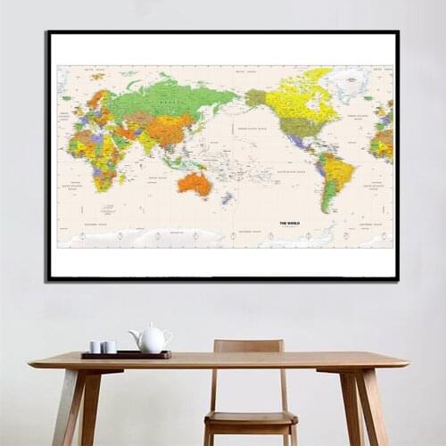 24x48 inch Fine Canvas Home Wall Spray Painting HD The World Physical Map For Study Room Office Wall Decor