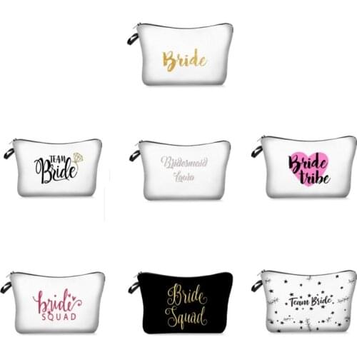 1pc Printed Bride Cosmetic Bag Bridesmaid Gift Wedding Decoration Bachelorette Party Bridal Shower Team Bride Gift Party Favor-S