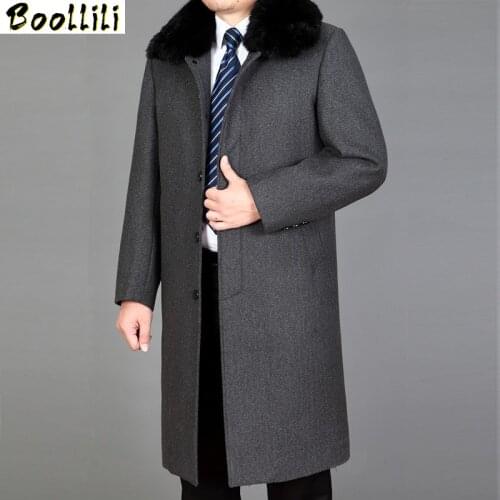 Boollili Man Coats And Jackets 2020 Rabbit Fur Coat Man Brand-Clothing Long Mens Winter Jacket Woolen Overcoat Men Trench Coat