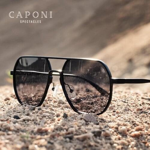 CAPONI Men Sunglasses 2020 New Photochromic Polarized Sun Glasses Women Anti UV Ray Fashion Retro Eyewear gafas de sol BS8692