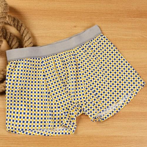 Mens Silk Underwear Comfort Breathable Soft Boxer Shorts Mid-waist Panties Healthy Lingerie Calcinha Lattice Male Underwear