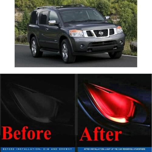 4pc CF style stickers on cars interior inside door handle atmosphere lamp for nissan armada Kubistar LEAF Maxima Micra Murano