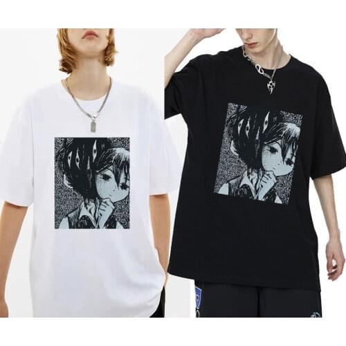 2021 New Omori Hipster Print Tshirt Cartoon Anime Tees Fashion Funny T Shirts Men Women Oversized EU Size T-shirt Black Tops
