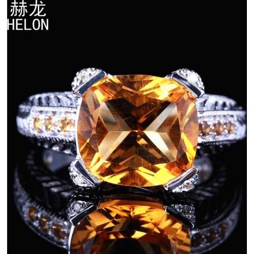 Wholesale,Sterling Silver 925 Ring Tension Setting 100% Genuine Diamonds & Citrine Engagement Wedding ring 12x12mm Cushion Cut