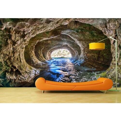 Custom Wallpaper Murals Water Through Cave Self Adhesive Vinyl Wall Sticker Poster Wall Paper Art Wall Painting Living Room