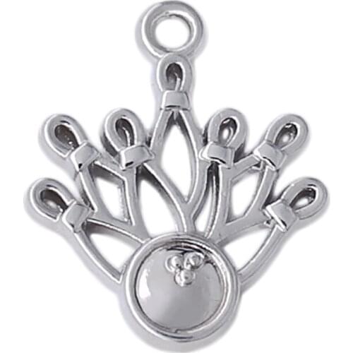 Silver Plated Metal Gym Bowling Ball Sport Charm For Bracelets Accessory DIY