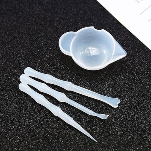 Clear Reusable Silicone Measuring Cups Mixing Liquid Epoxy Resin Distribution Tools Casting Jewelry Making DIY R58E