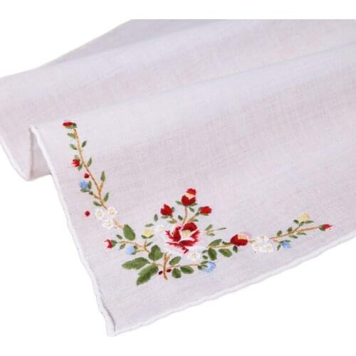 S005-R: Delicate 100% cotton Handmade Embroidered/ hand embroidery red rose handkerchiefs 120 piece/pack