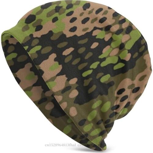 Bonnet Hats Camo Camouflage Army Men Womens Knit Hat WW2 SS Erbsentarn Winter Warm Cap Design Skullies Beanies Caps