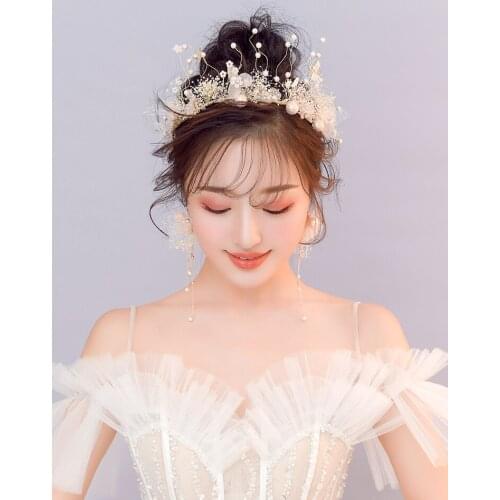 Bridal headwear natural dry huajuan yarn headband Aesthetic forest hair accessories Main wedding accessories Crown Super fairy