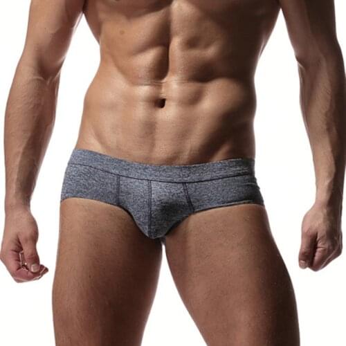 Mens Sexy Cotton Briefs Sexy Low Rise Mens Underwear Gay Solid Penis Pouch Sissy Panties Bikini Briefs Tanga Underwear