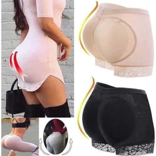 Womens Padded ButtLifter Underwear Hip Shaper Shorts Seamless Lace Breathable Body Padding Panty Fake Ass Butt Lift Panties