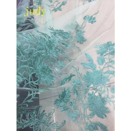 Stock 5yards/bag Green embroidery plain embroidery mesh fashionable French style cloth used in wedding dresses stage fashion