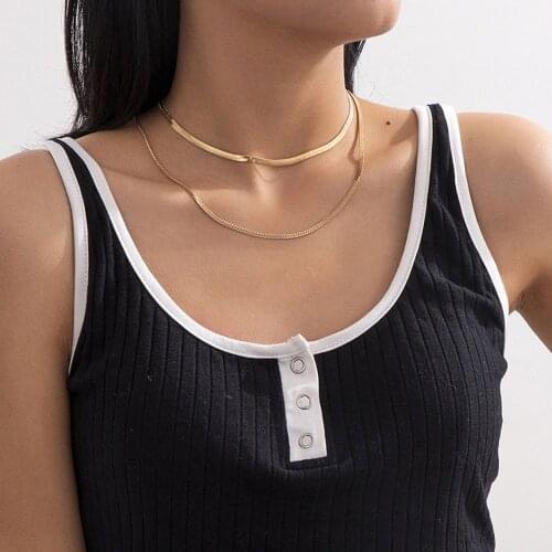 YC-UPGO Vintage Simple Fine Chains Necklaces For Women Female New Fashion Multilevel Gold Silver Color Snake Chain Jewelry Gift