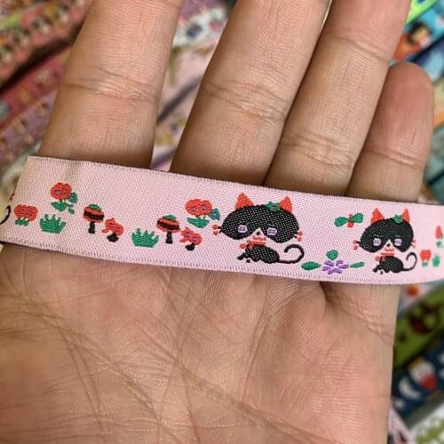 ZERZEEMOOY 5/8" 16 mm 5yards/lot Cartoon Polyester Woven Jacquard Ribbon Kitten Looking For A Friend KTZD19112212