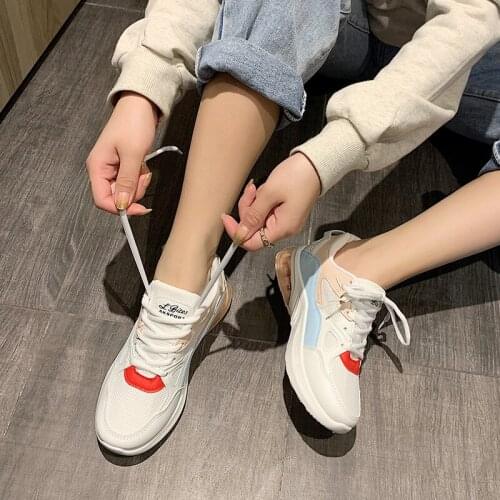 Women Chunky Sneakers Platform Shoes Breathable Woman Casual Shoes Female Pink Sneaker Ladies Shoes Trainers Basket Femme U21-27