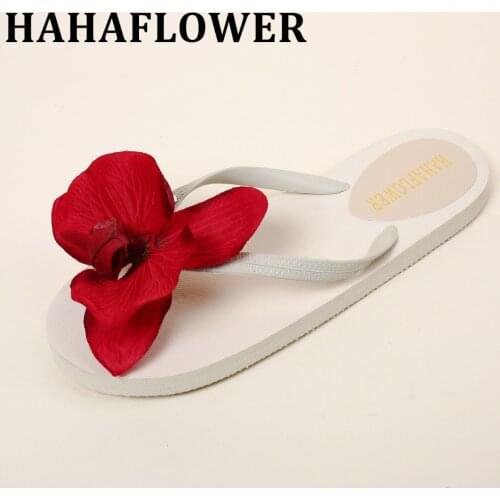 HAHAFLOWER women flip flops Beach sandals fashion flower slippers summer women flats shoes woman flat sandals A8